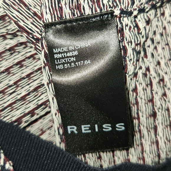 Reiss mens red black cream knit crewneck sweater size xl cotton blend - Picture 4 of 5